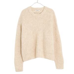 Madewell Women’s Belfiore Ribbed Pullover Wool Blend Heather Chalk NC688 Size XS